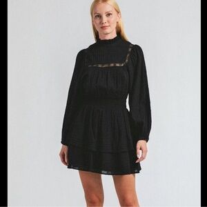 Cleobella Berit Black
Embroidered Mini Long Sleeve Dress size Small